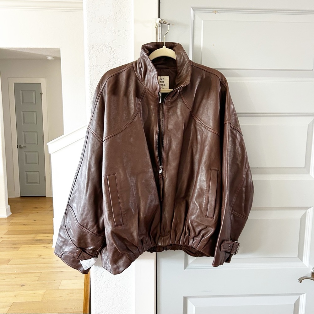 NWT Free People Sonny Leather Pullover Jacket - Picture 3 of 6
